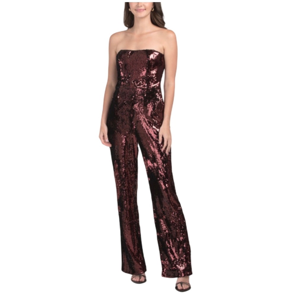 Dress The Population Andy Sequin Strapless Jumpsuit Women size Large Port NWT